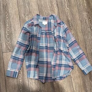 American Eagle Outfitters Blue and Red Plaid Button Down Shirt